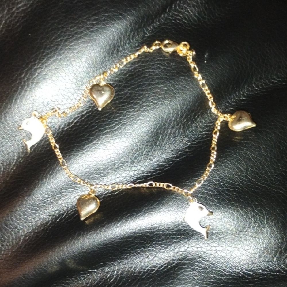 Gold Heart Charm Bracelet
